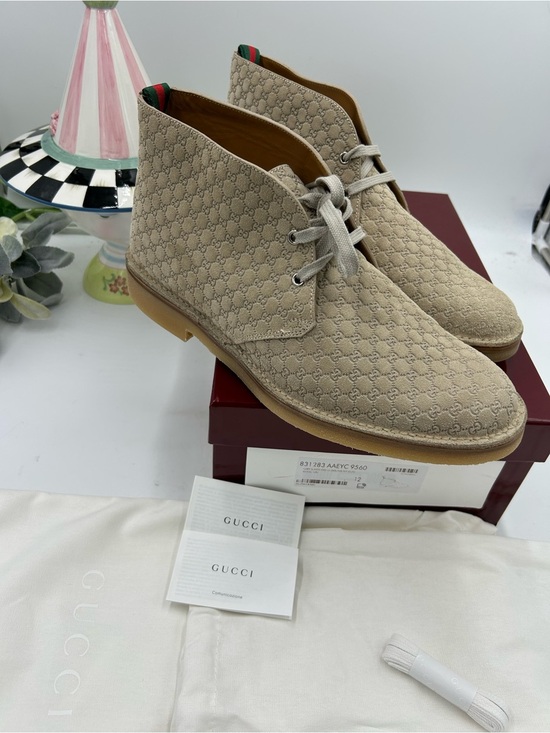Men\'s Gucci suede GG embossed desert boots size 12 made in Italy main image 10